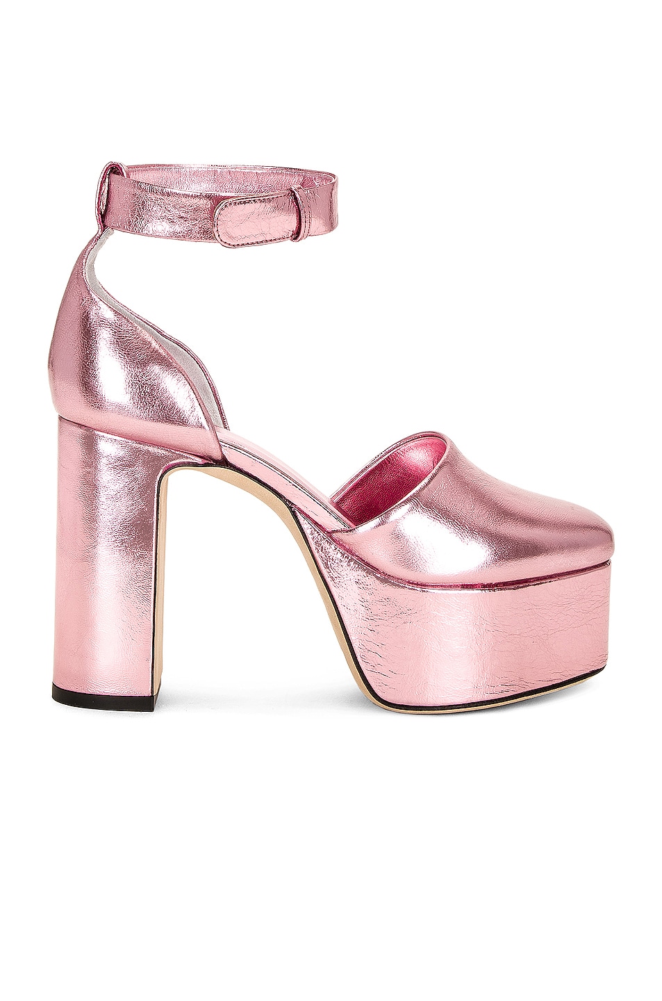 Image 1 of BY FAR Barb Platform Heel in Pink Metallic Leather