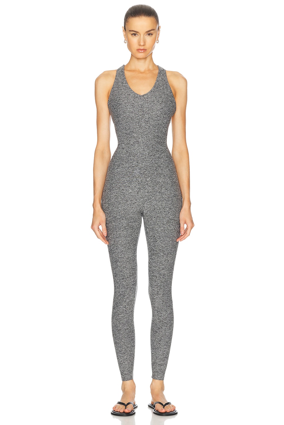 Stretch Cross Back Onesie in Grey