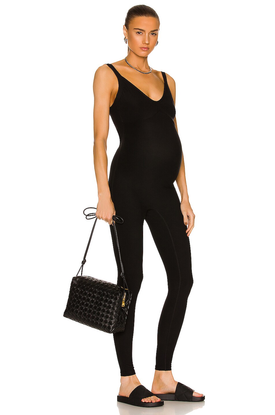 Image 1 of YEAR OF OURS Maternity Onesie Jumpsuit in Black