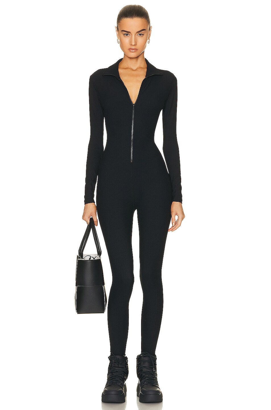 YEAR OF OURS Thermal Long Sleeve Ski Jumpsuit in Black FWRD