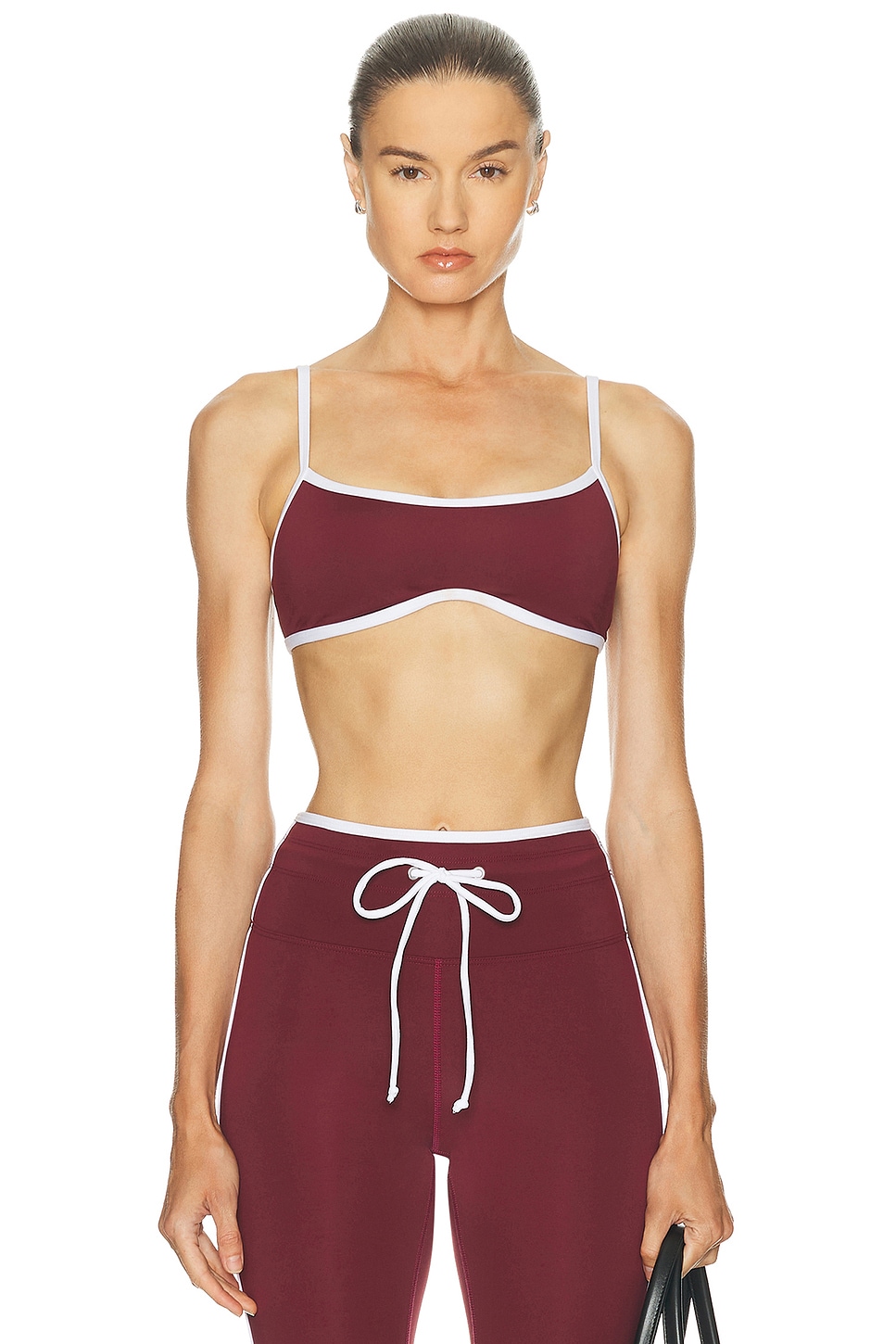 Image 1 of YEAR OF OURS Sport Monica Bra in Burgundy & Cream