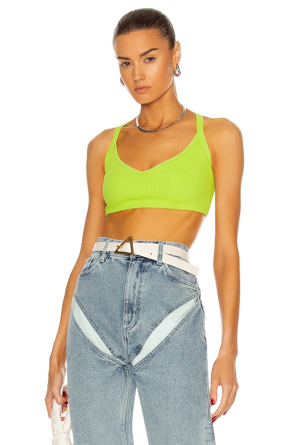 Image 1 of YEAR OF OURS Ribbed Curve Bralette in Lime