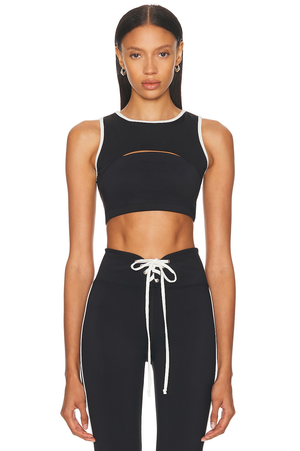 Two Tone Cut Out Bra in Black