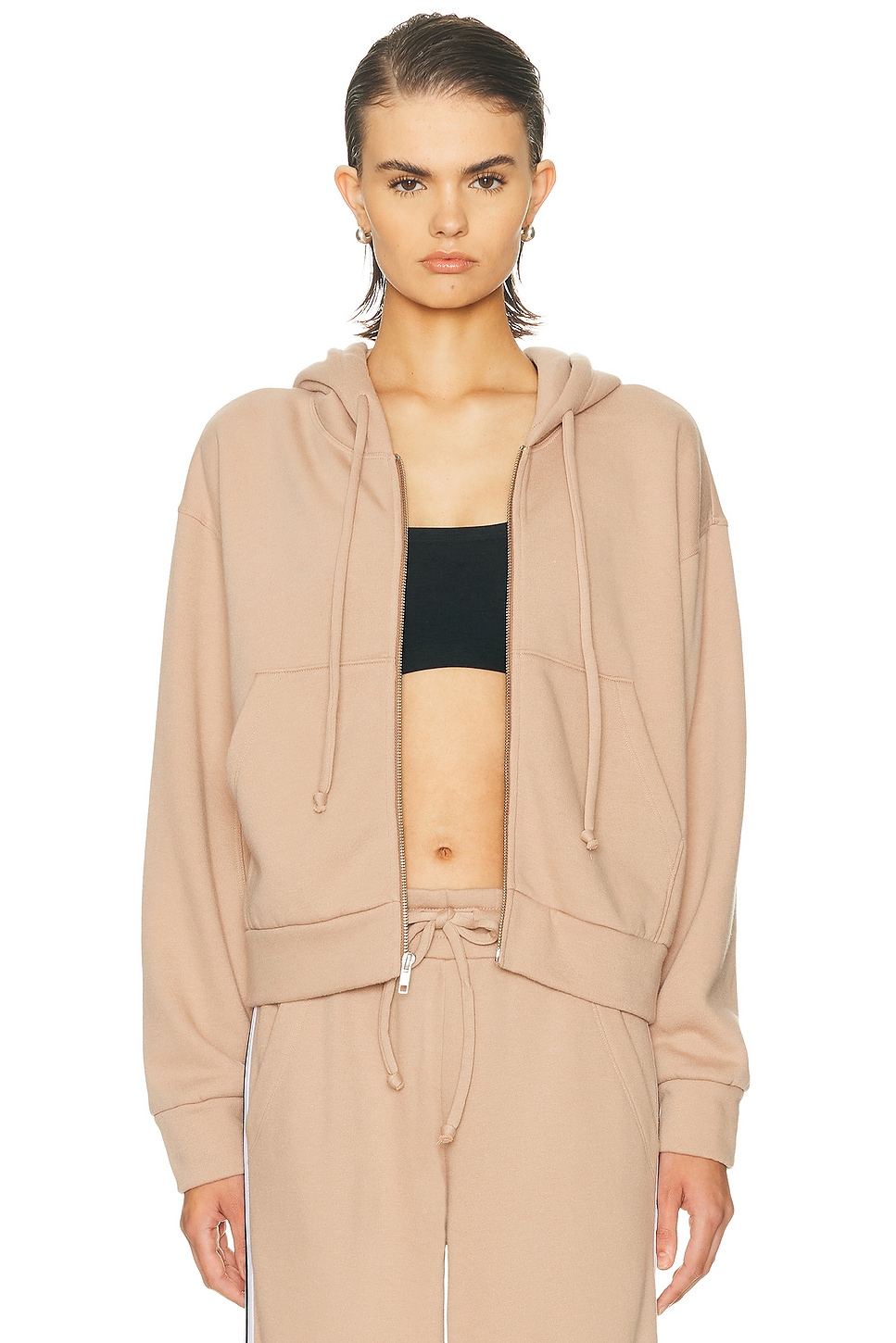 Year Of Ours Locker Room Zip Up Hoodie In Pink