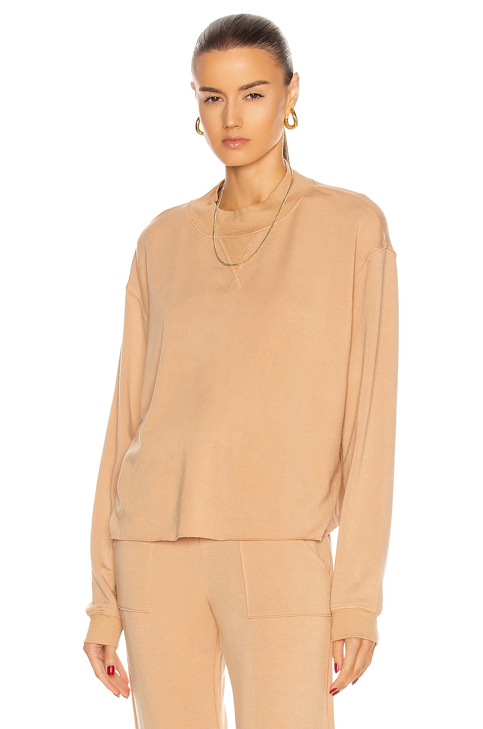 Image 1 of YEAR OF OURS Mock Neck Sweatshirt in Tan