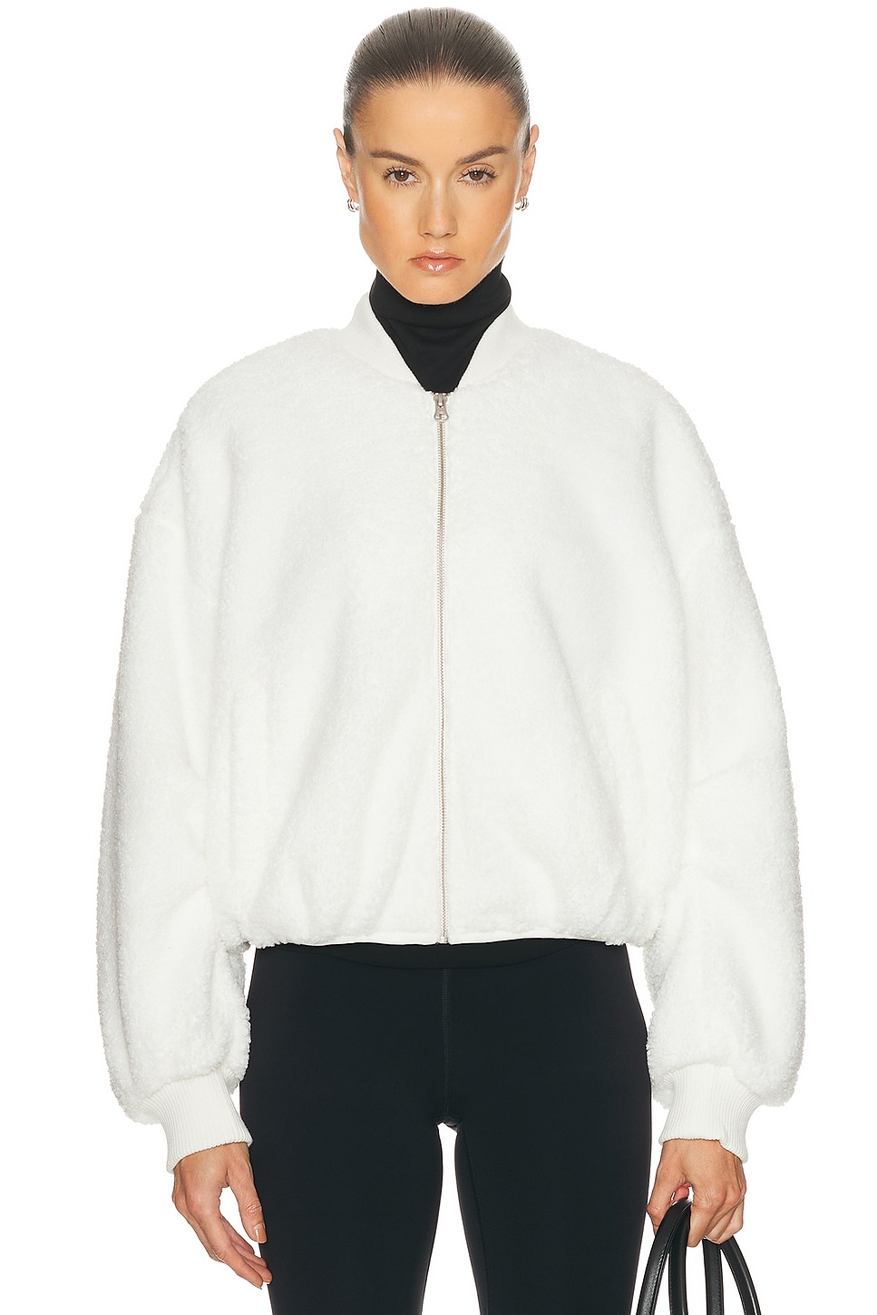 Image 1 of YEAR OF OURS Sherpa Bomber Jacket in Cream