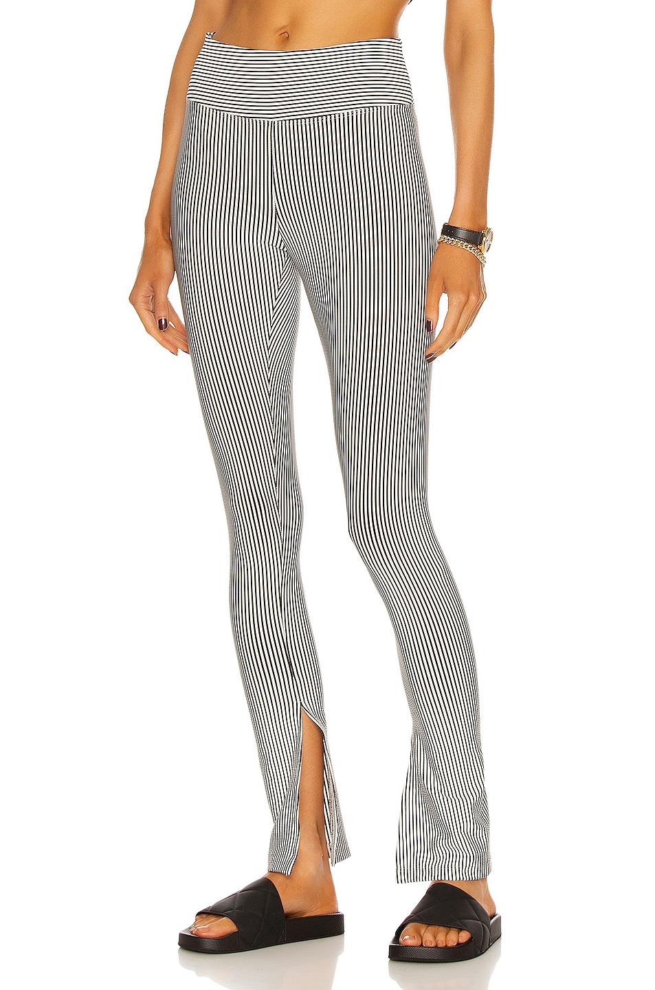 Image 1 of YEAR OF OURS Seersucker 9 To 5 Slit Pant in Black & White