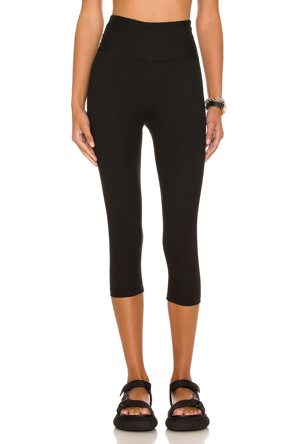 Image 1 of YEAR OF OURS Ribbed Capri Legging in Black