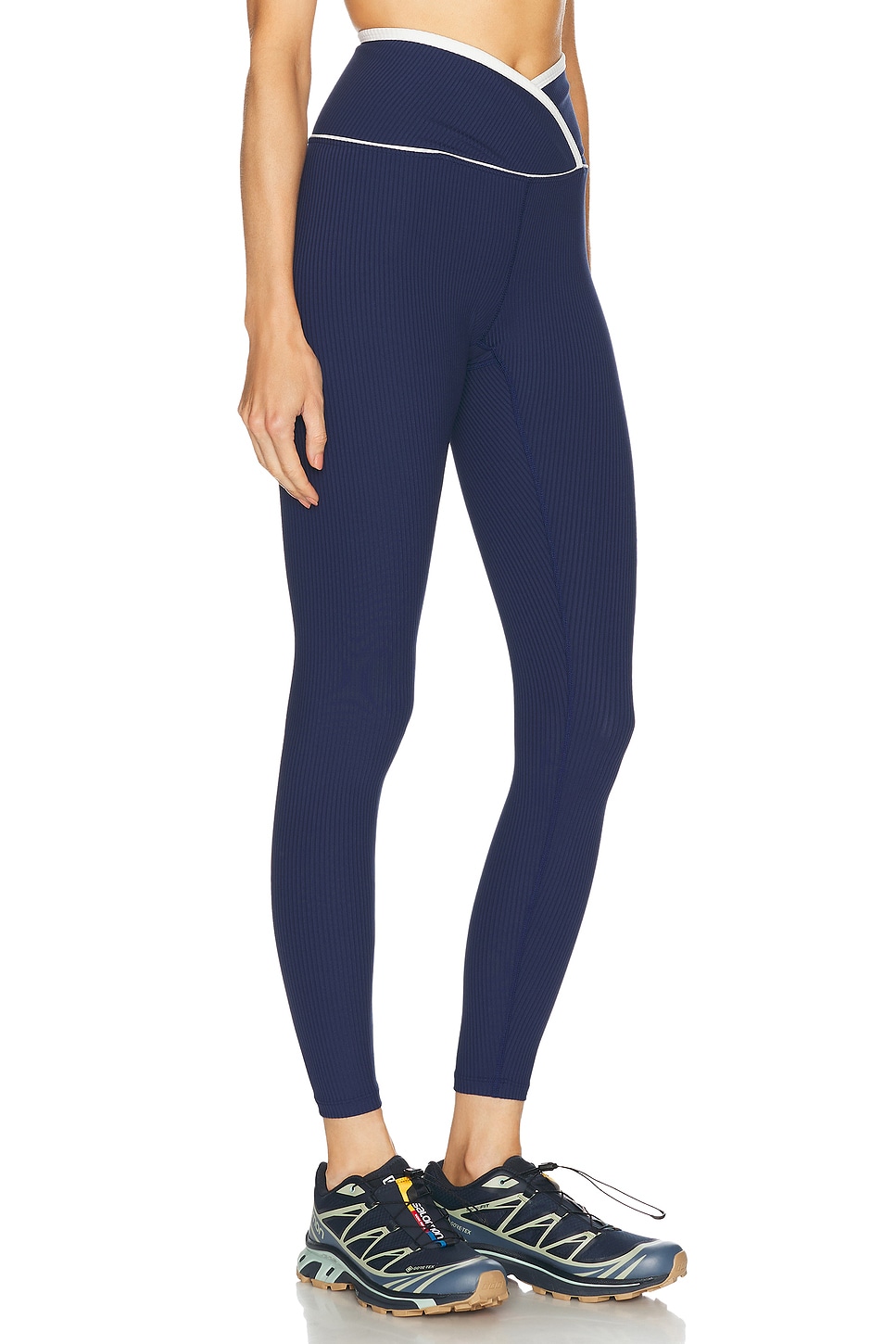 Shop Year Of Ours Ribbed Two Tone Veronica Legging In Navy & White