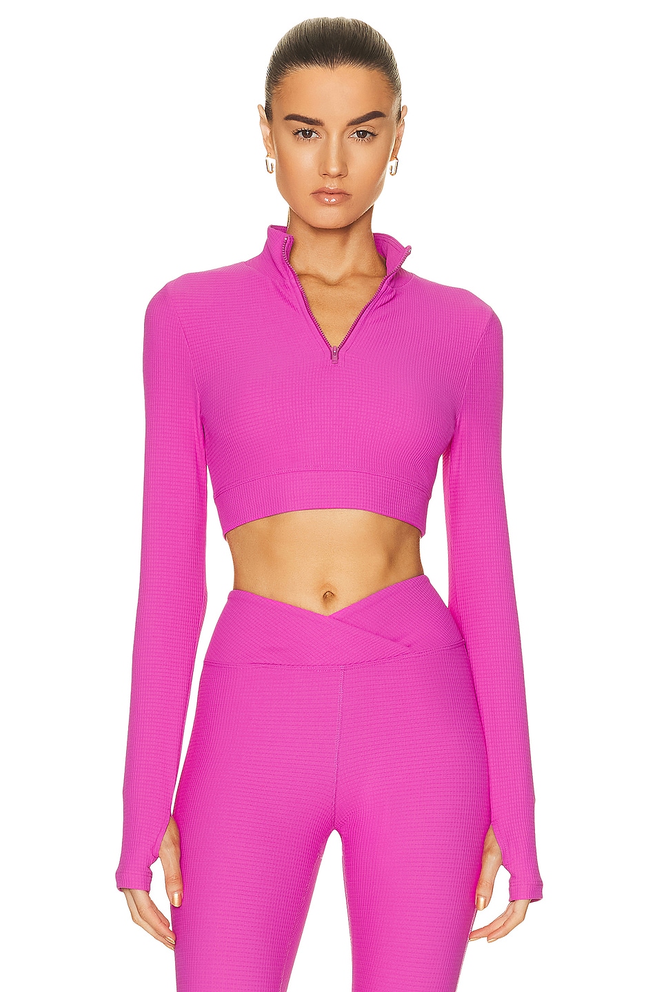 Image 1 of YEAR OF OURS Thermal Eva Long Sleeve Crop Top in Rose Violet