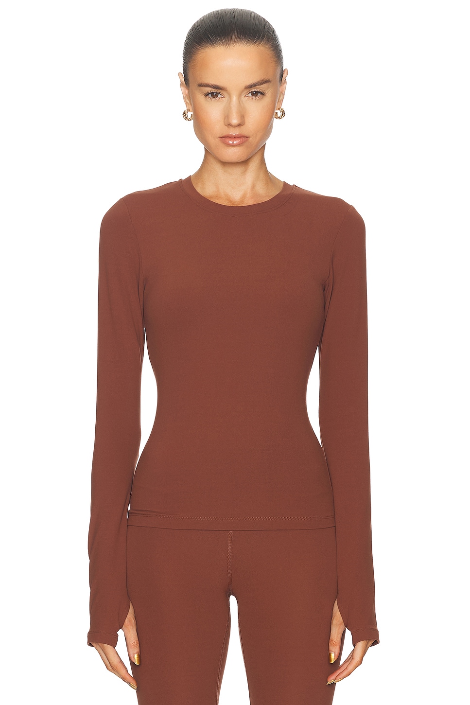 Studio Long Sleeve Top in Brown