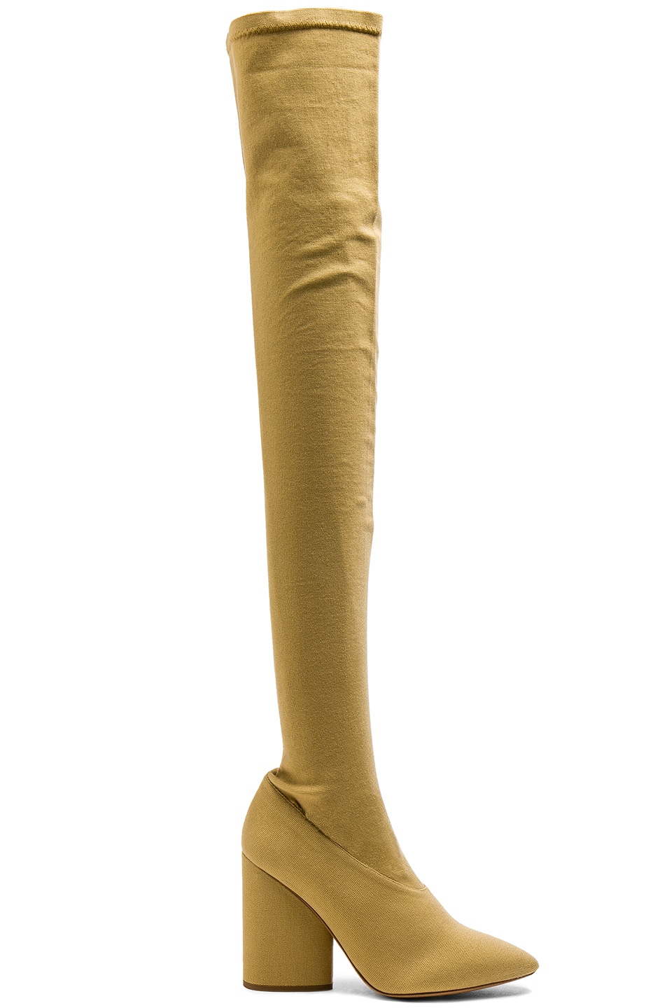 Image 1 of YEEZY Season 4 Stretch Canvas Thigh High Boots in Dollar