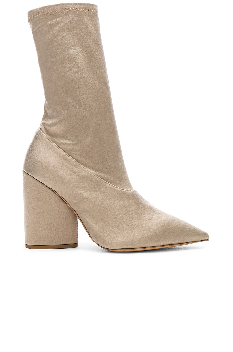 Image 1 of YEEZY Season 7 Stretch Satin Ankle Bootie in Military Light