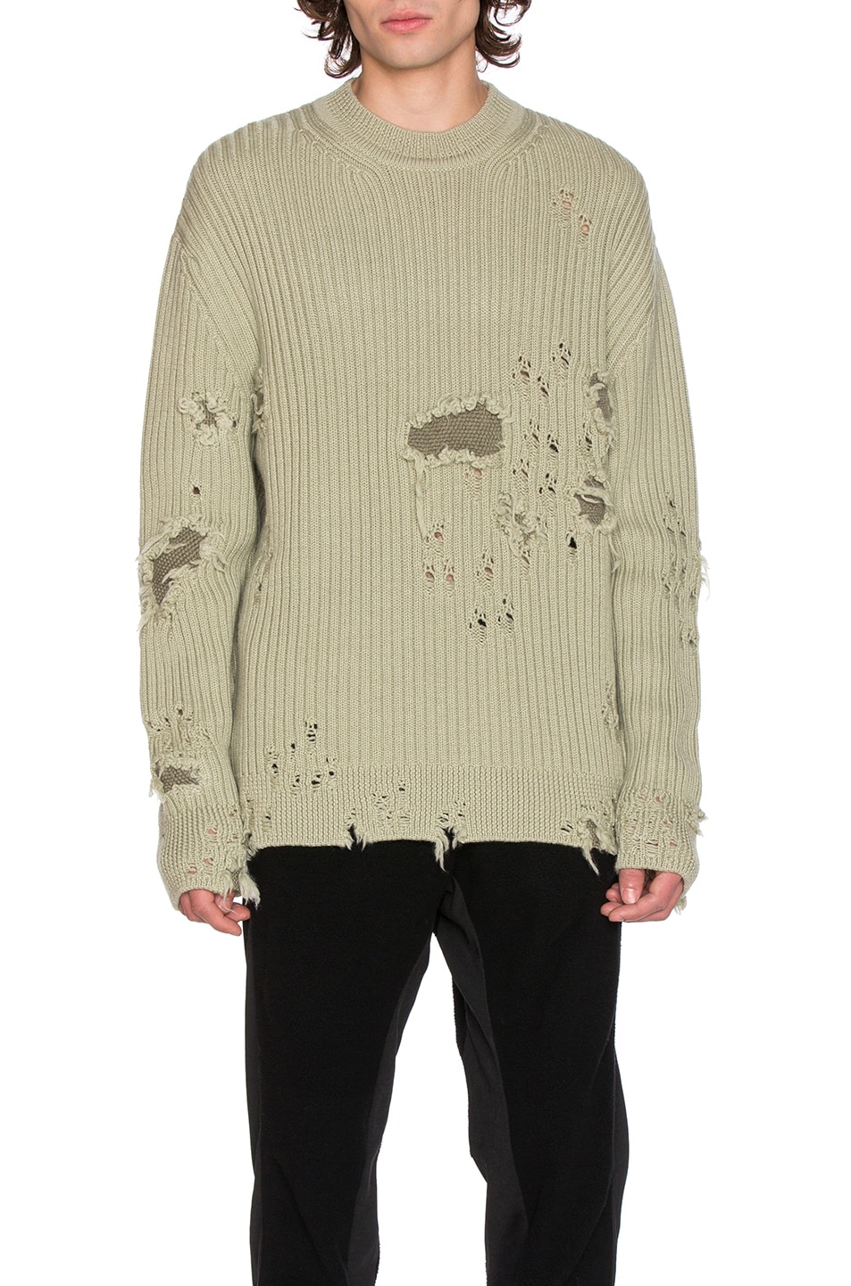 Image 1 of YEEZY Season 3 Destroyed Military Rib Sweater in Military Light