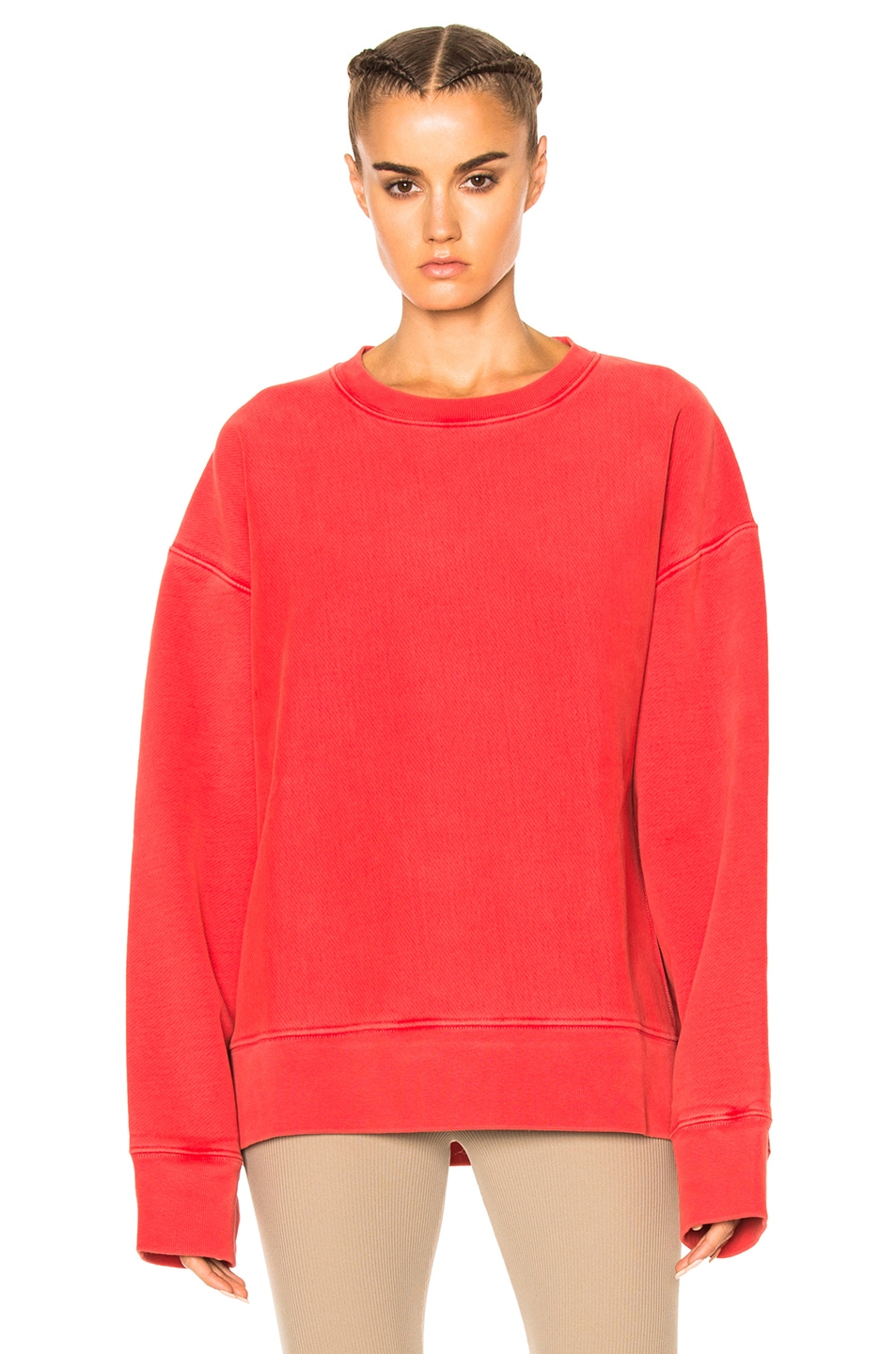 Image 1 of YEEZY Season 3 Diagonal Fleece Sweatshirt in Fluoro Red