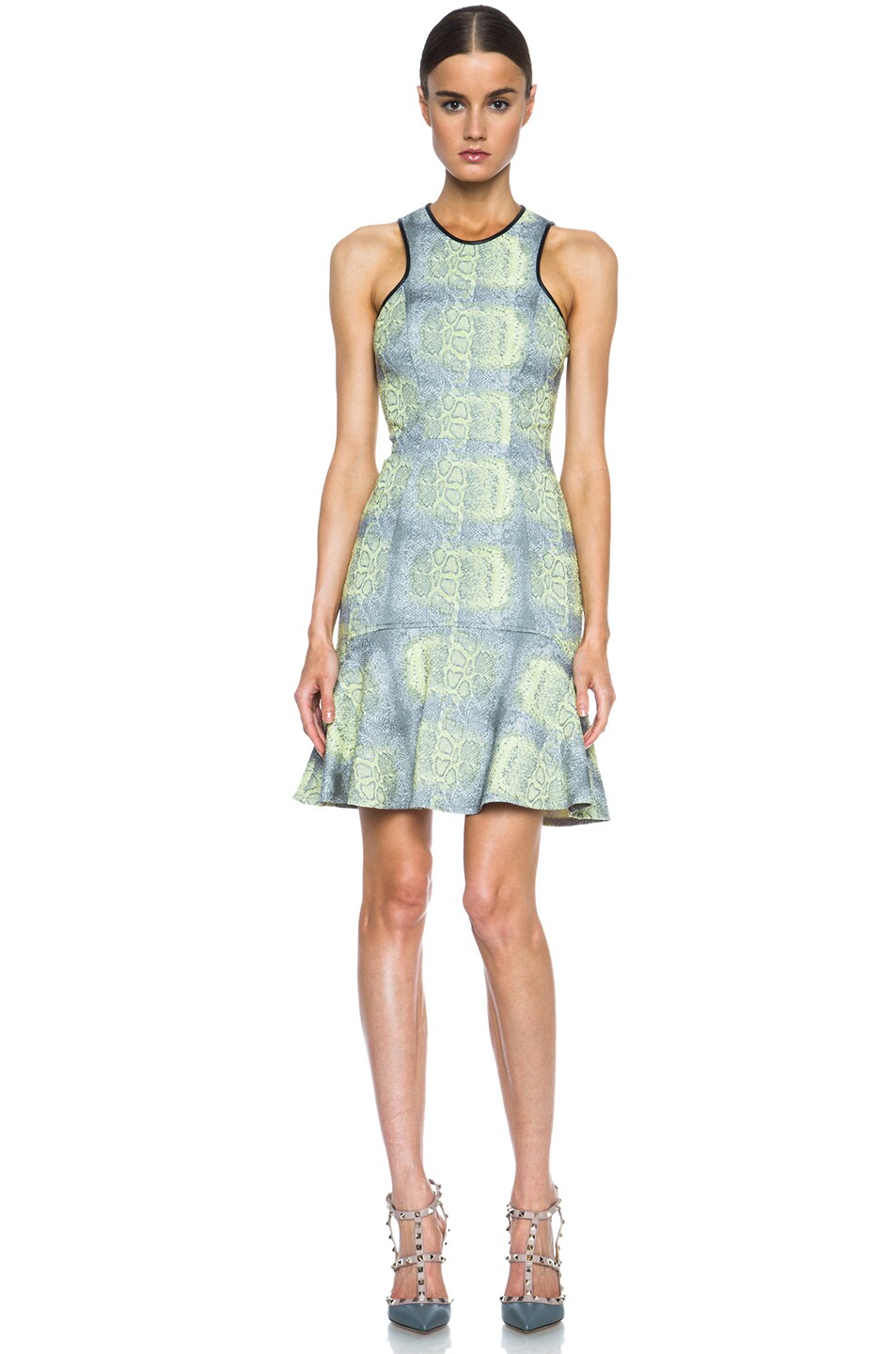 Image 1 of Yigal Azrouel Python Jacquard Dress in in Navy, Yellow, Grey, & Black