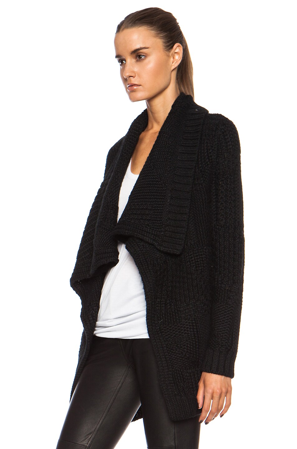 Yigal Azrouel Graphic Texture Alpaca-Blend Cardigan in Jet Black | FWRD