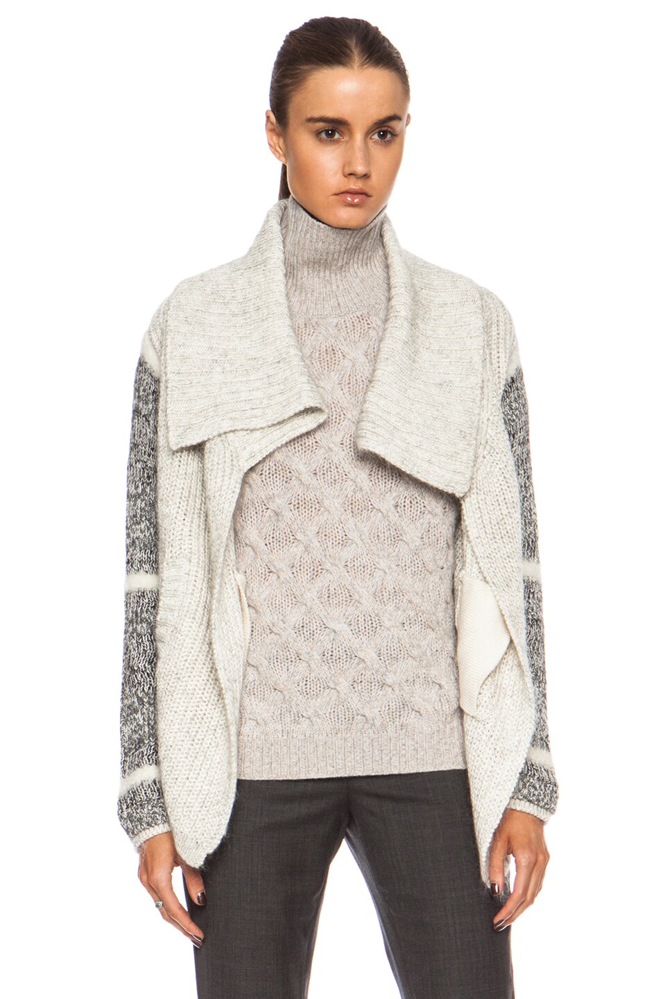 Image 1 of Yigal Azrouel Half Cotton-Blend Cardigan in Platinum