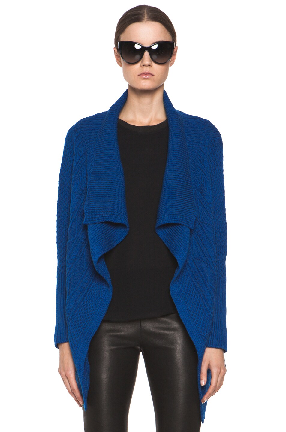 Yigal Azrouel Cable Knit Sweater in Sapphire | FWRD