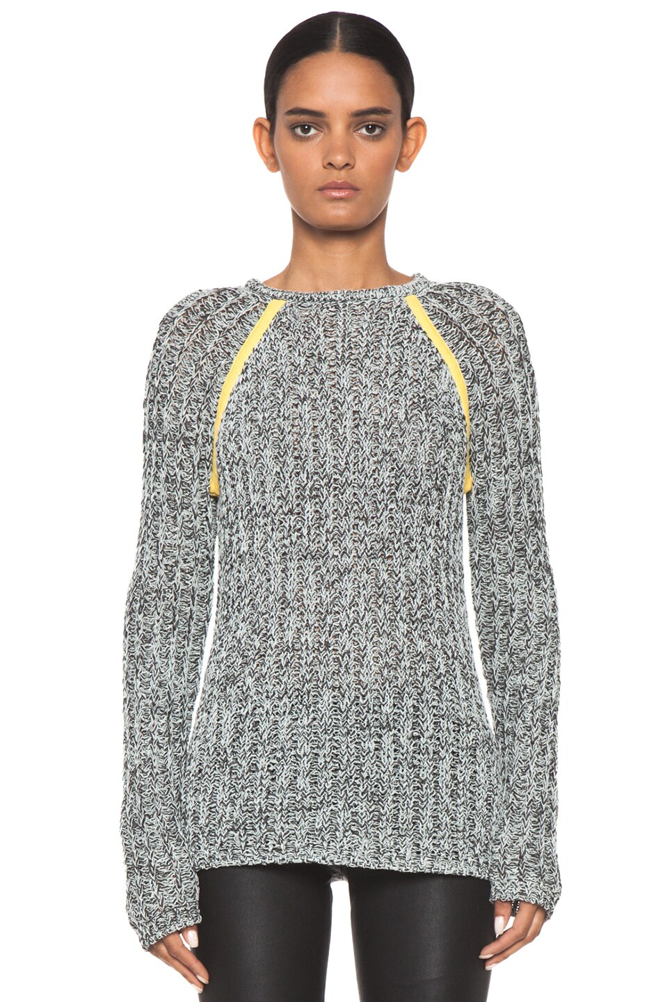 Image 1 of Yigal Azrouel Chunky Knit Crew Neck Sweater in Heather Grey