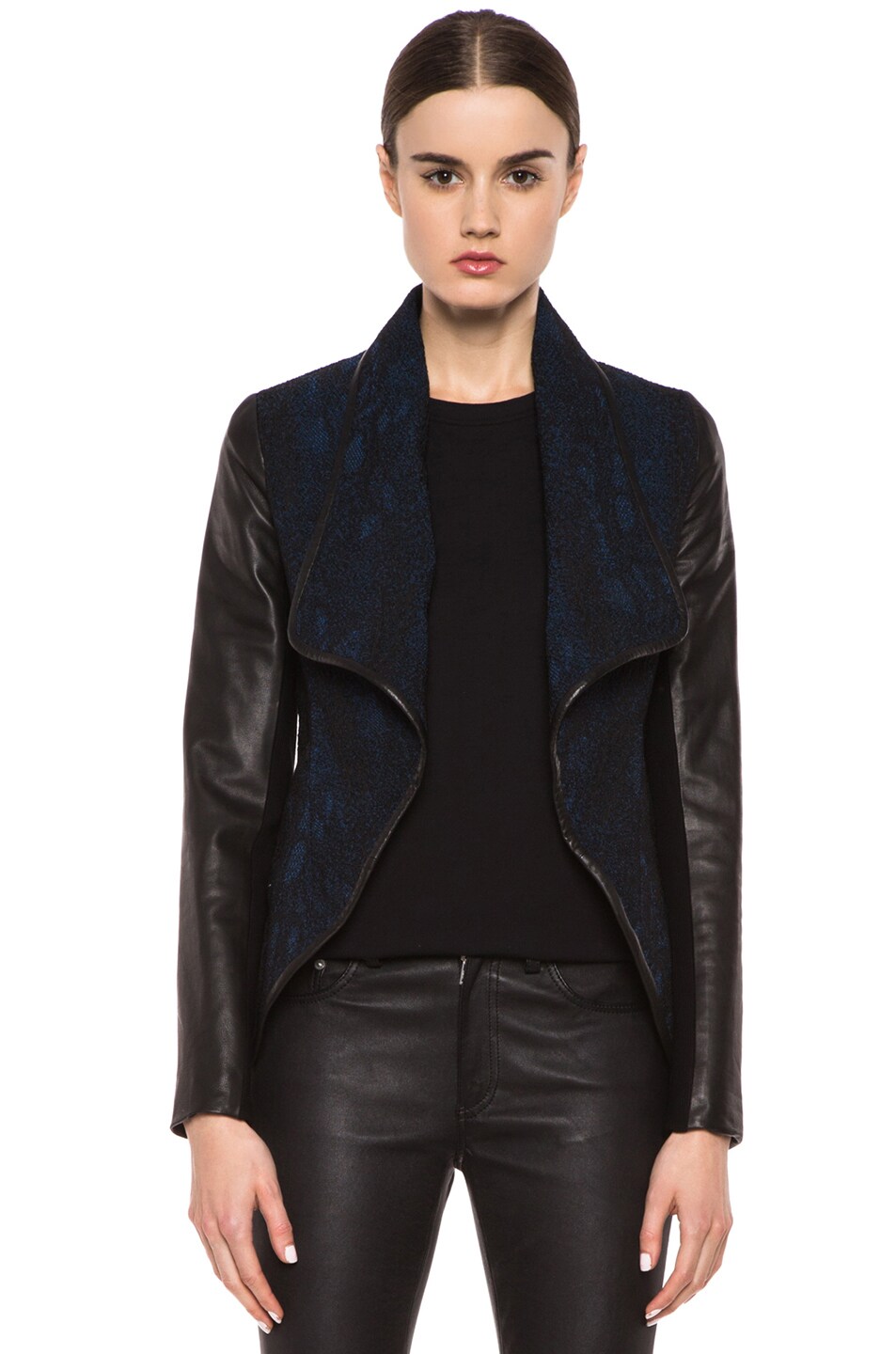 Image 1 of Yigal Azrouel Snakeskin Jacquard Fitted Jacket in Mystic