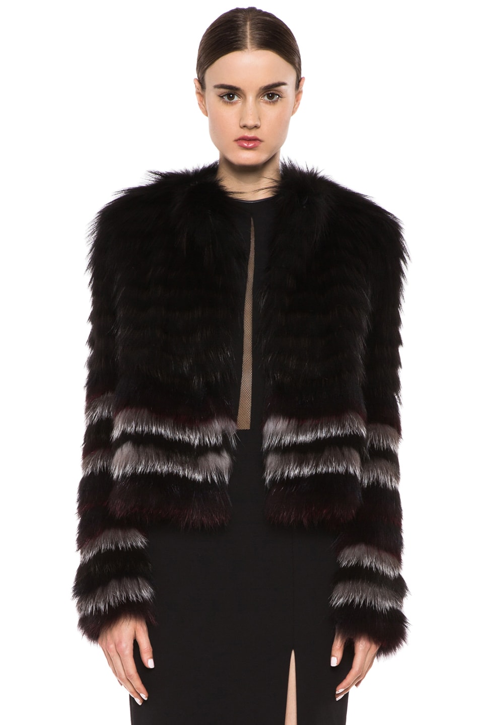 Image 1 of Yigal Azrouel Silver Fox Fur Coat in Forest Multi
