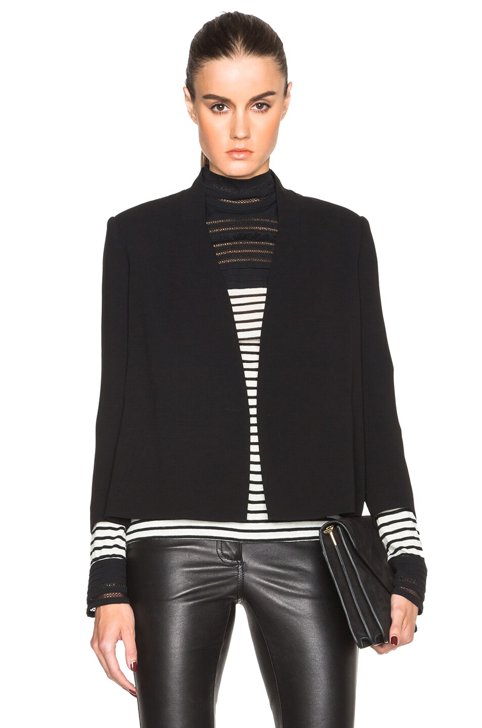 Image 1 of Yigal Azrouel Pleated Blazer Cape in Jet Black