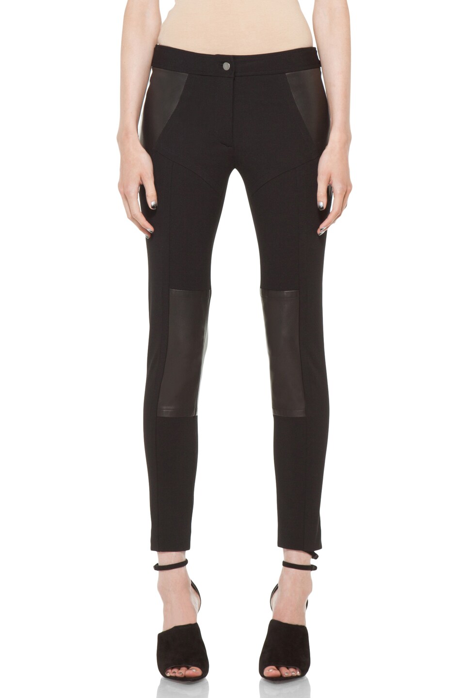 Image 1 of Yigal Azrouel Ponte Leather Legging in Jet