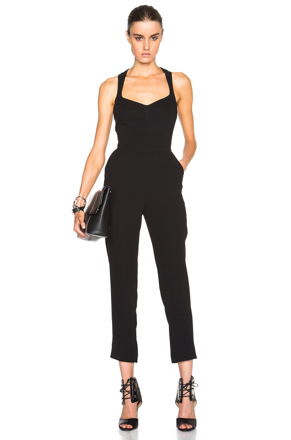 Image 1 of Yigal Azrouel Cutout Back Jumpsuit in Jet Black