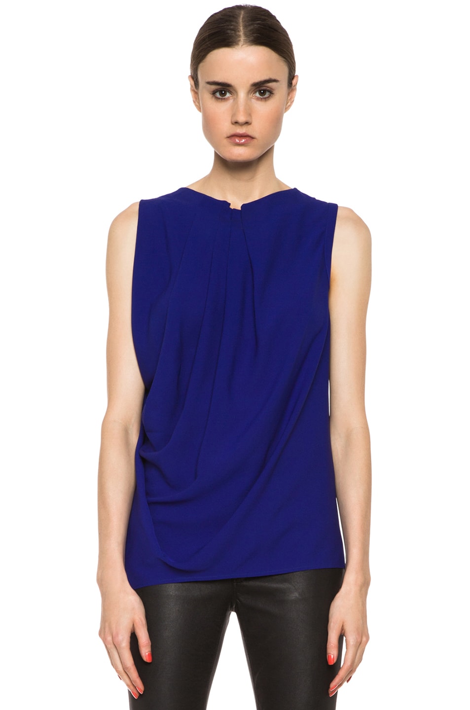 Image 1 of Yigal Azrouel Crepe Georgette Top in Topaz