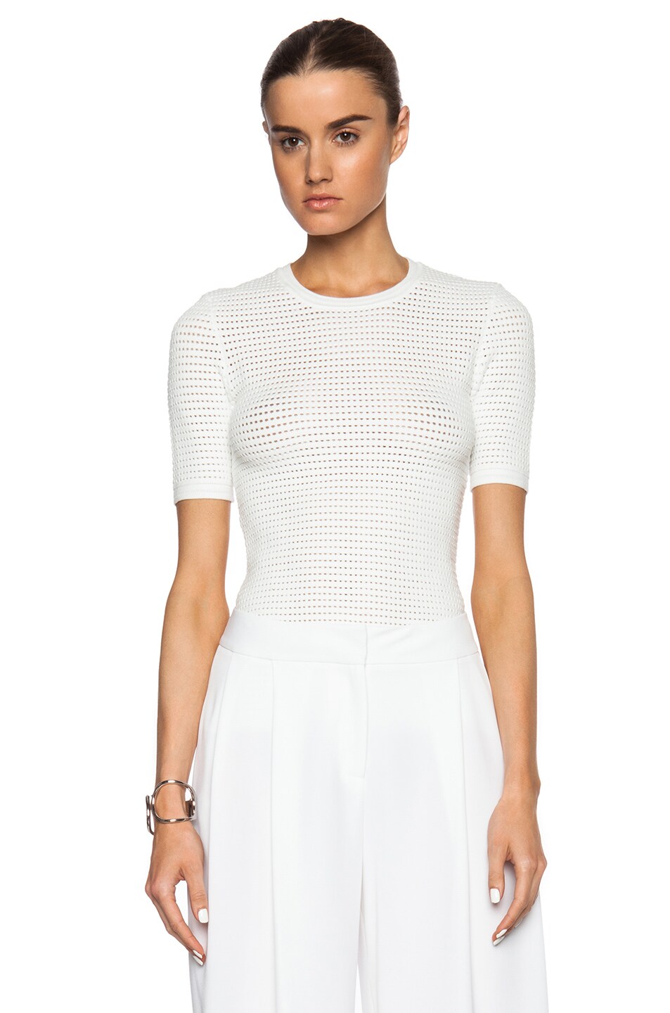 Image 1 of Yigal Azrouel Waffle Knit Top in Optic White