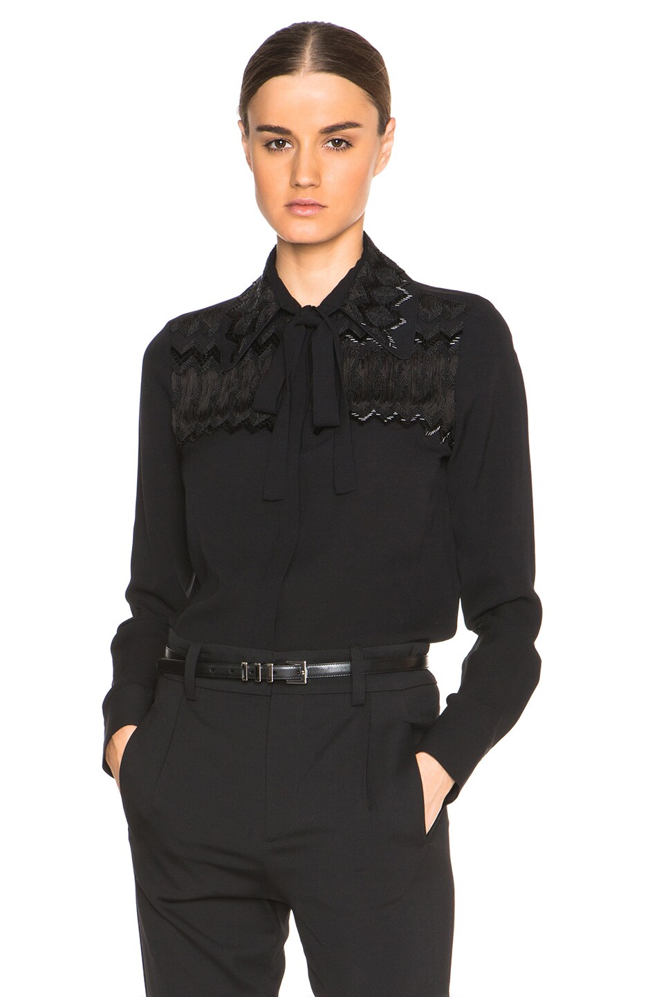 Image 1 of Yigal Azrouel Embroidered Top in Jet Black