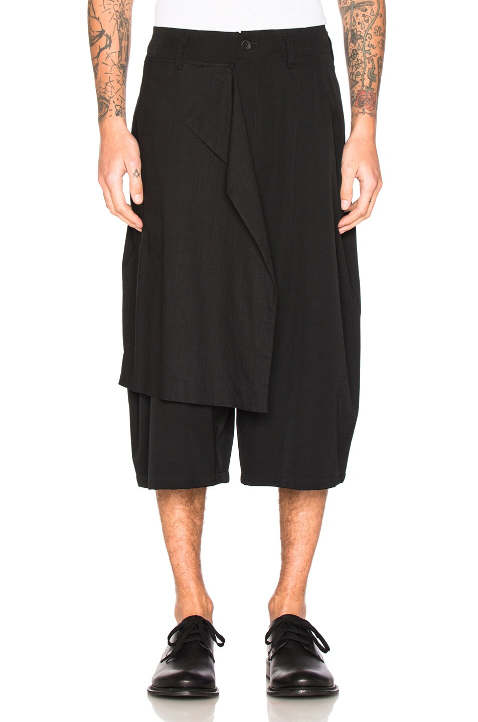 Image 1 of Yohji Yamamoto Drop Cloth Gabardine Shorts in Black