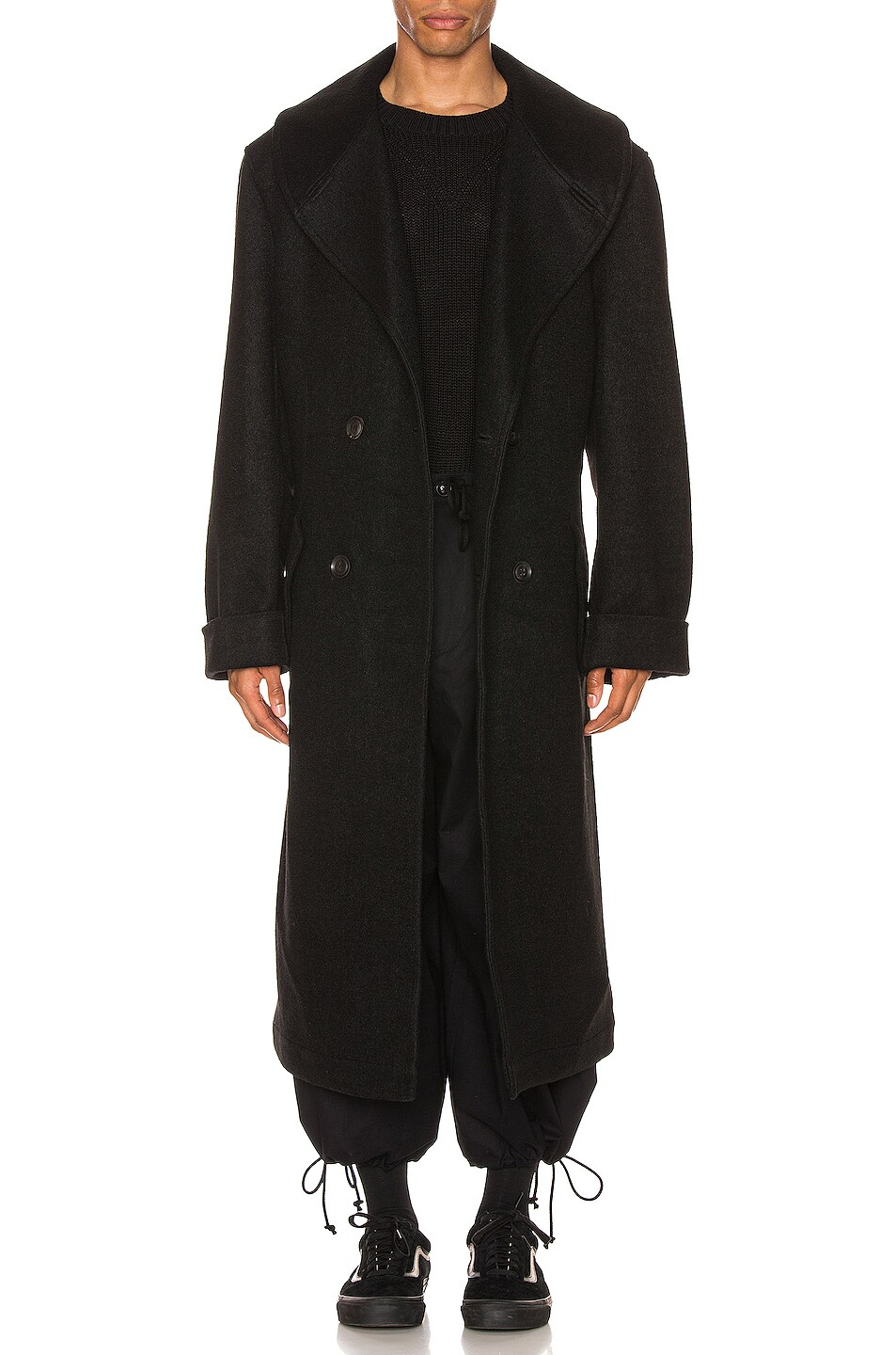 Image 1 of Yohji Yamamoto Shawl Collar Coat in Black