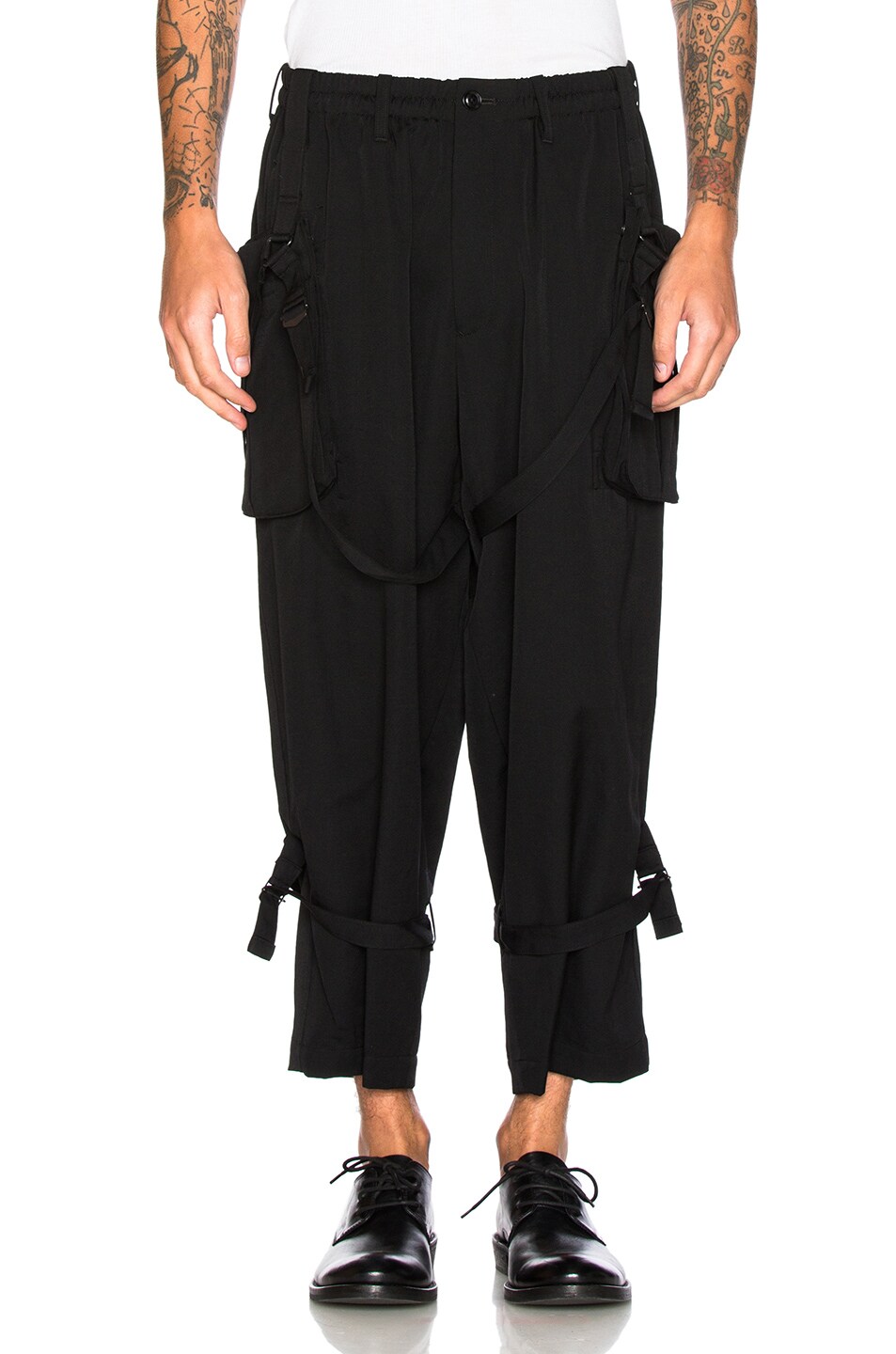 Image 1 of Yohji Yamamoto Belted Trousers in Black