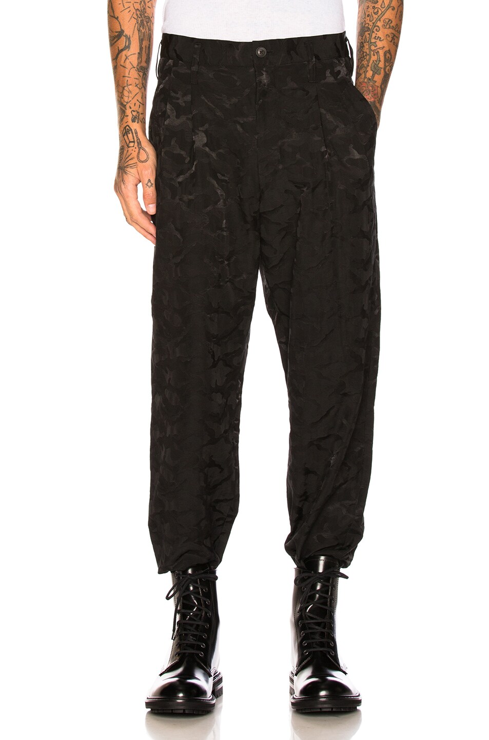Image 1 of Yohji Yamamoto Camouflage Slim Trousers in Black