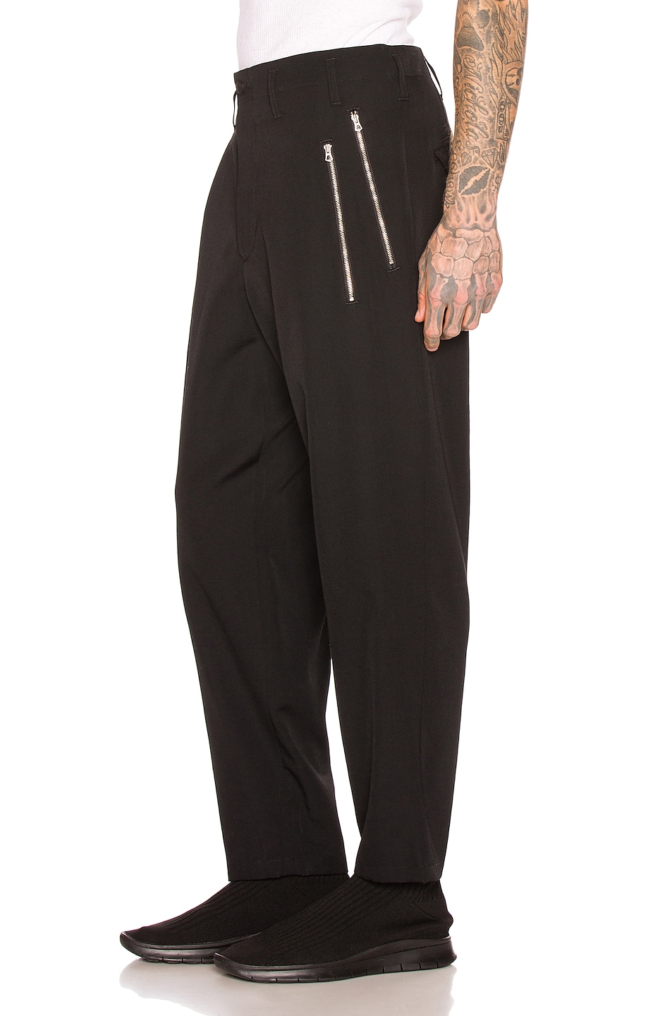Image 1 of Yohji Yamamoto Slim Zip Pants in Black