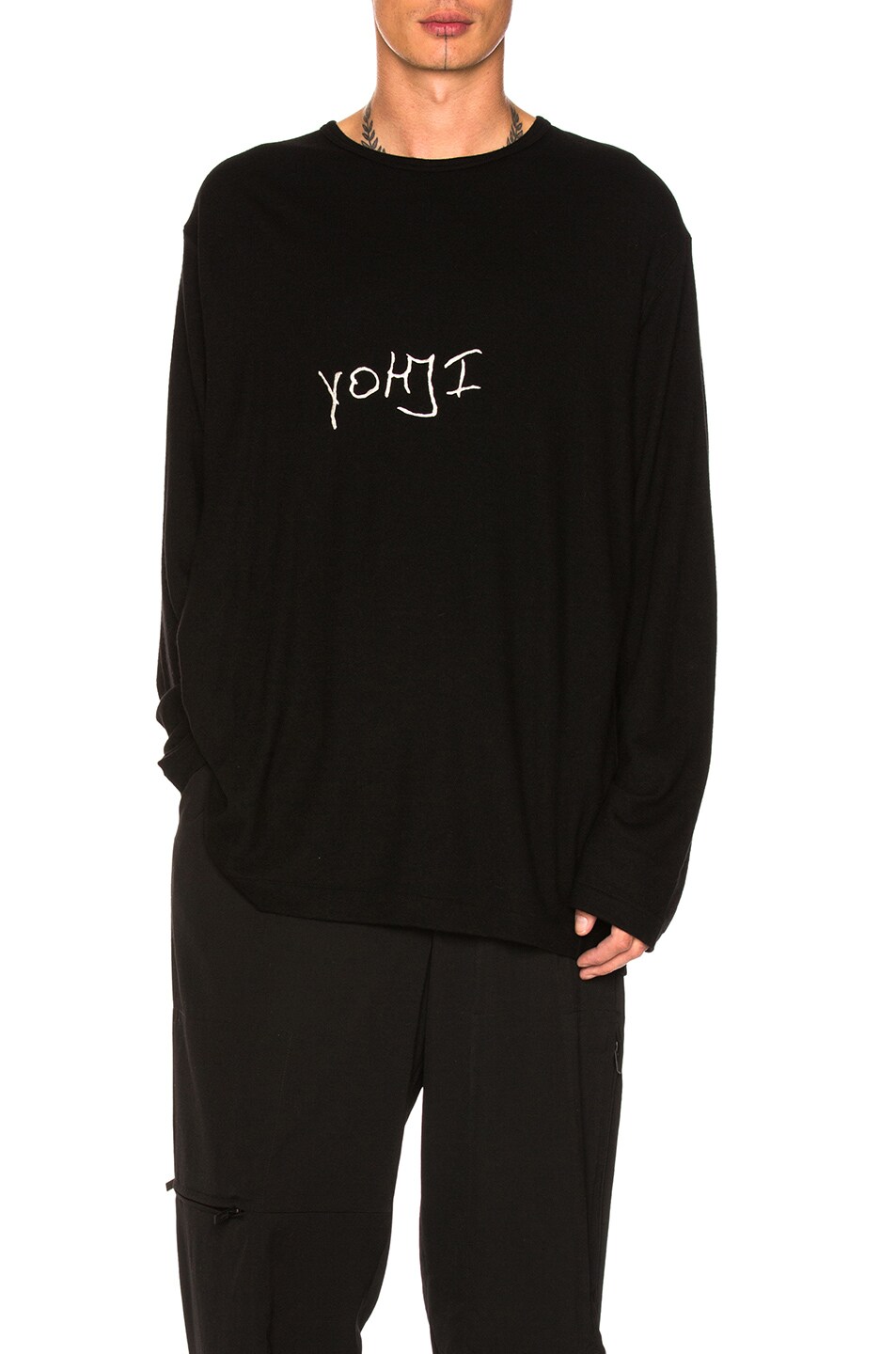 Image 1 of Yohji Yamamoto Yohji Round Neck Tee in Black