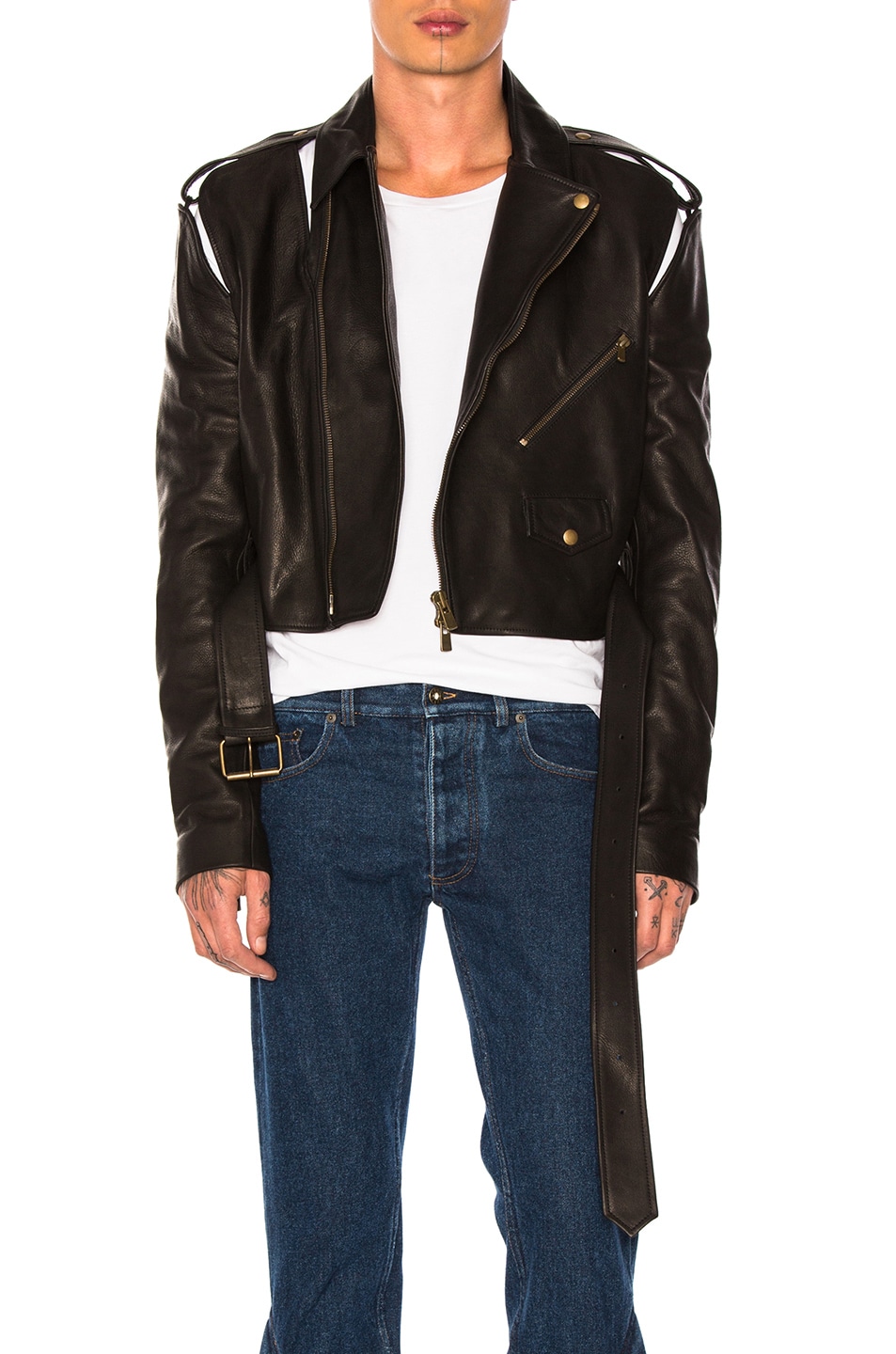 Image 1 of Y/Project Leather Jacket in Black