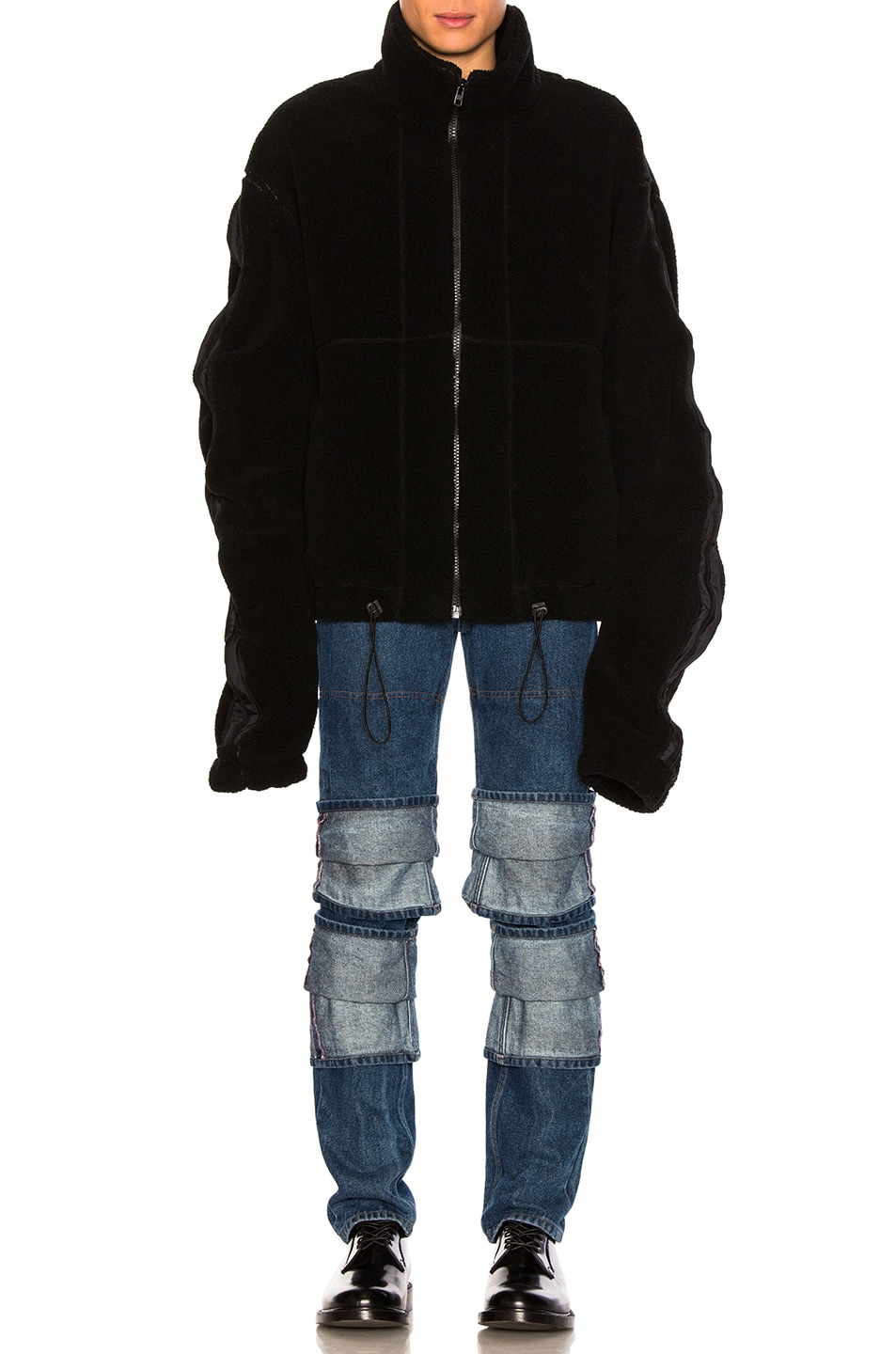 Image 1 of Y/Project Oversized Fleece Jacket in Black