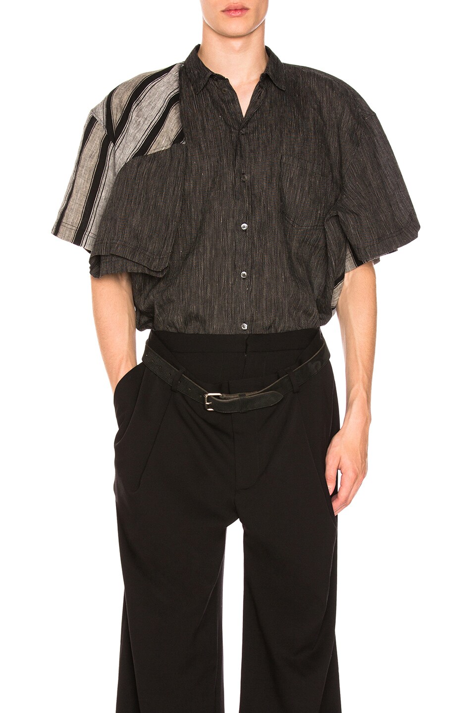 Image 1 of Y/Project Short Sleeve Double Shirt in Black