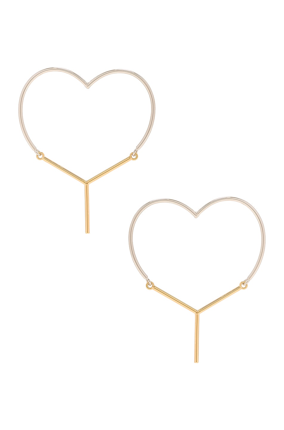 Image 1 of Y/Project Mini Y Heart Earrings in Gold & Silver