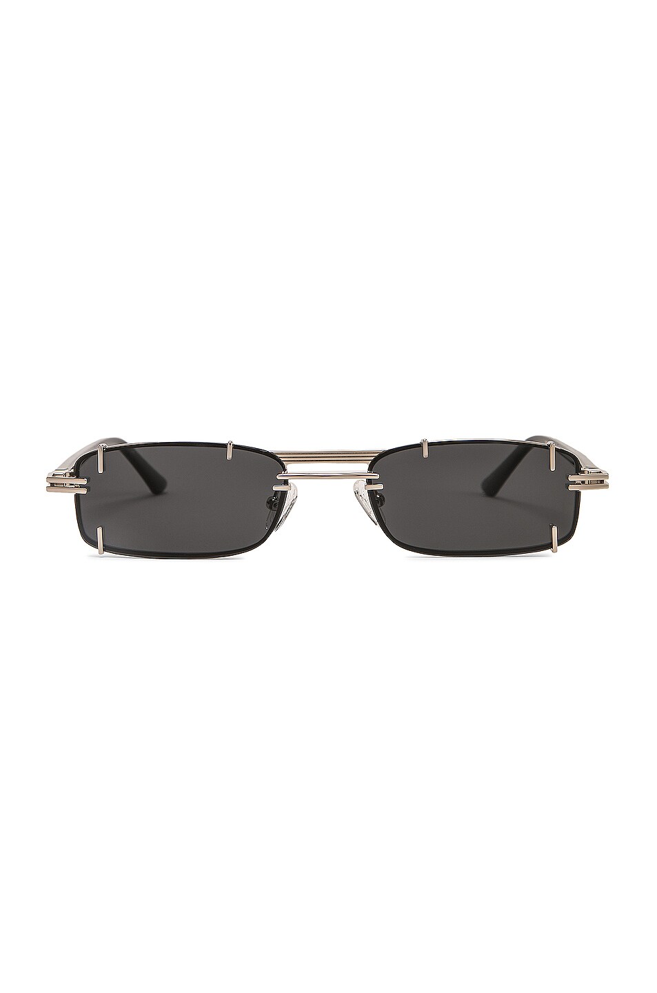 Image 1 of Y/Project Pronged Rectangular Sunglasses in Black, White Gold & Solid Grey