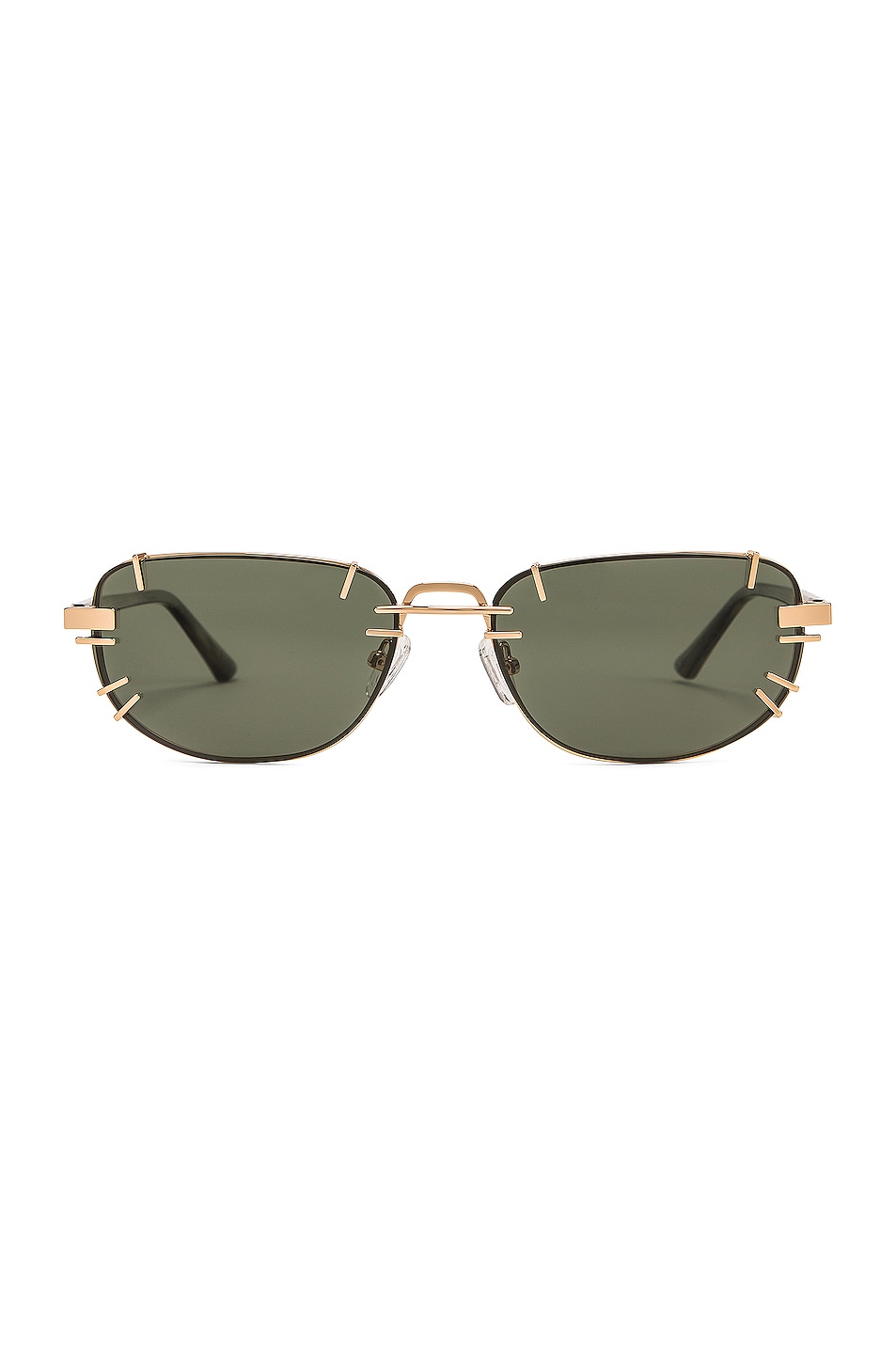 Image 1 of Y/Project Pronged Sunglasses in Horn, Light Gold & Olive Green