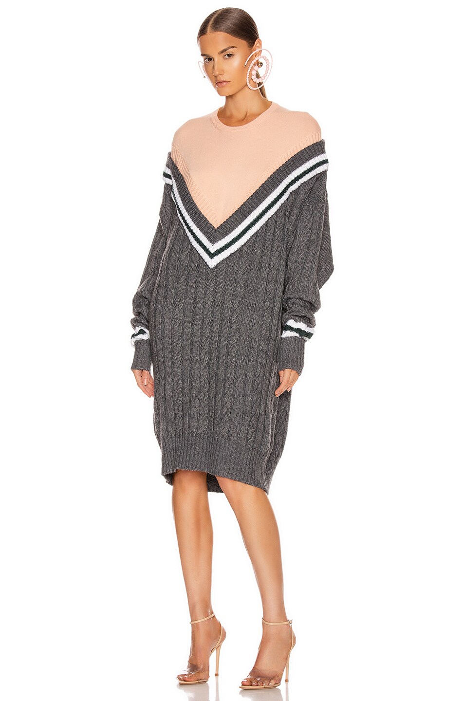 Image 1 of Y/Project V Knit Dress in Grey & Pink