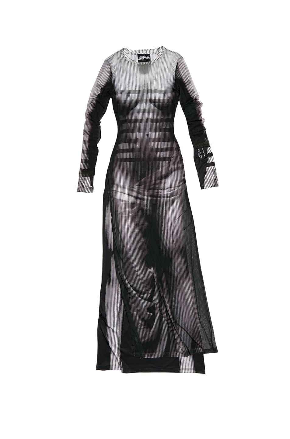 Image 1 of Y/Project x Jean-Paul Gaultier Body Morph Mesh Cover Dress in Black & White