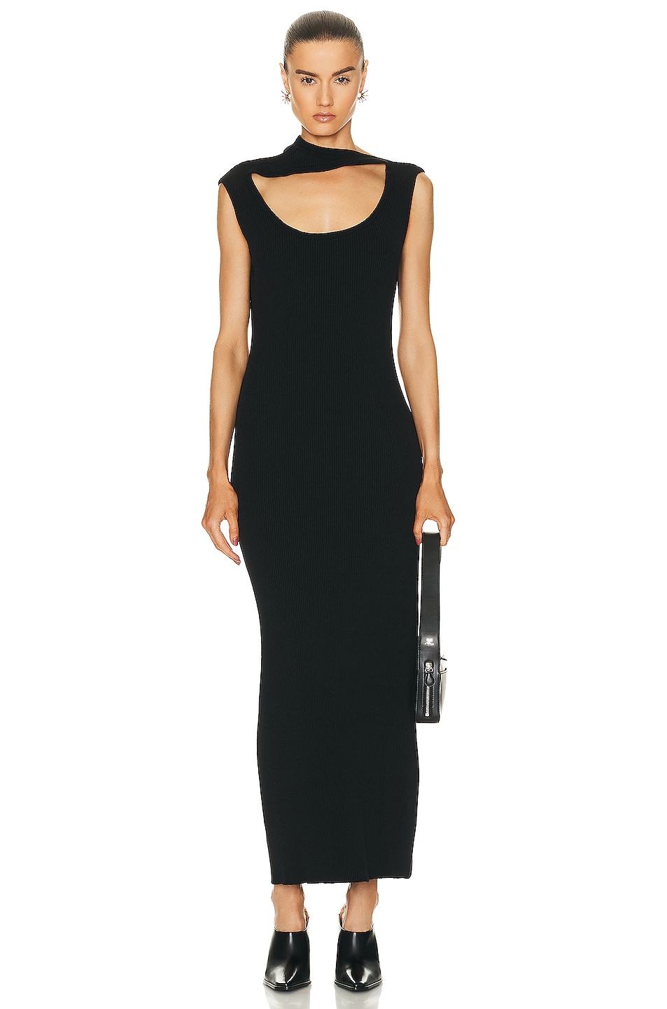 Image 1 of Y/Project Classic Triple Collar Knit Tank Dress in Black