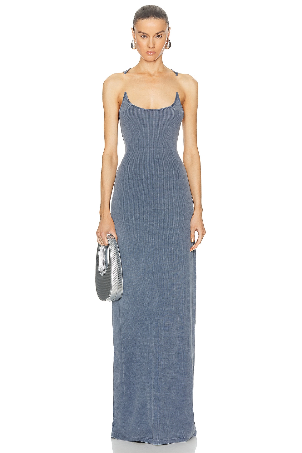 Image 1 of Y/Project Invisible Strap Dress in Blue Acid Wash