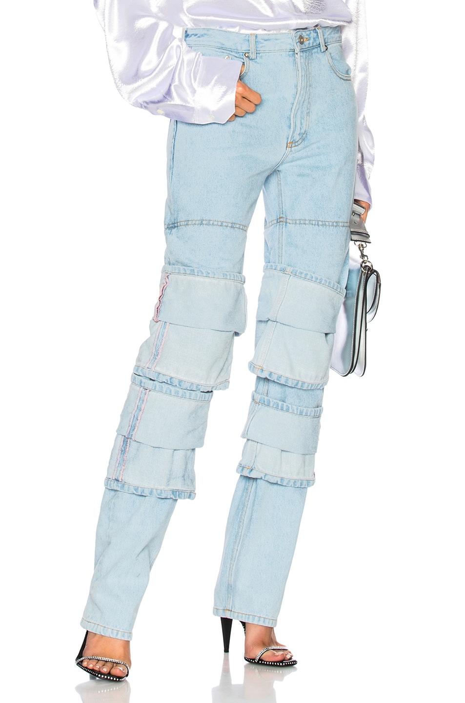 Image 1 of Y/Project Triple Cuff Jeans in Ice Blue