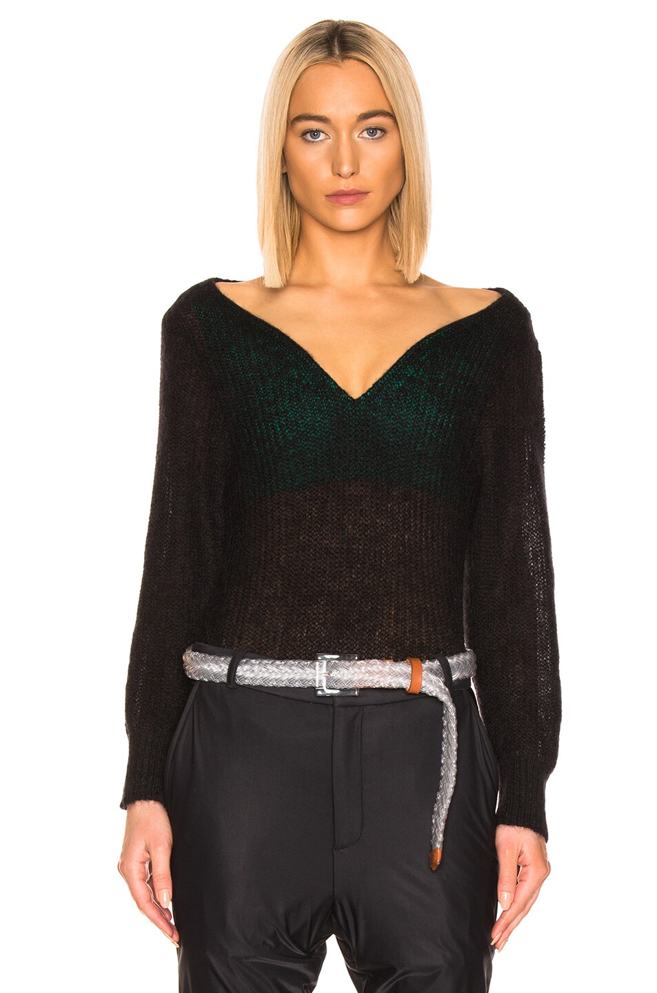 Image 1 of Y/Project Off Shoulder Sweater in Black